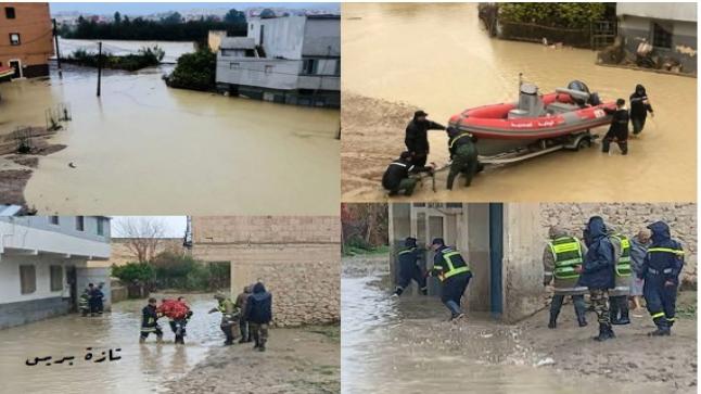 تازة: بسبب غزارة الامطار ارتفاع منسوب مياه واد الاربعاء المجاور لأحياء سكنية..