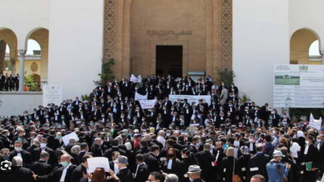 المحامون في المغرب يحتجون يدعمون ويتضامنون مع الشعب الفلسطيني..
